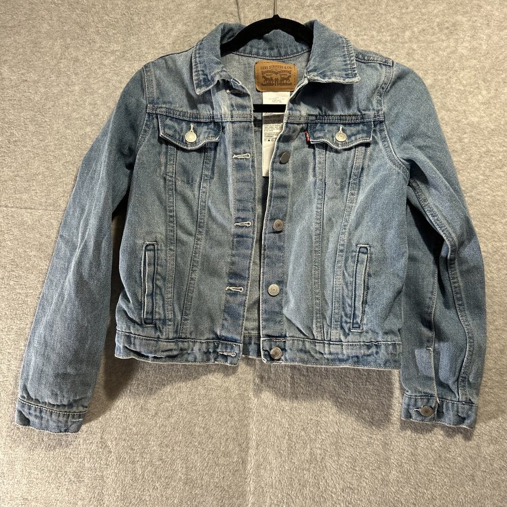 Levis Kids Blue Denim Trucker Jacket Size L 12-13 Years Medium Wash Cotton